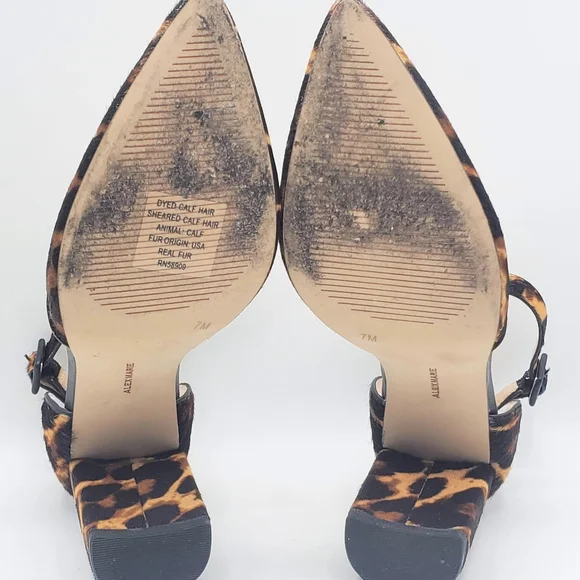 Alex Marie Leopard Ankle Strap Block Heels Leopard Print☆Real Fur - Picture 7 of 12